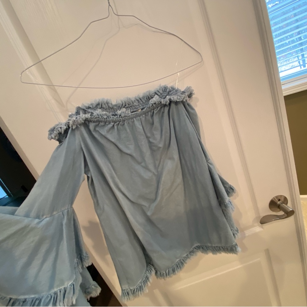 Jean off shoulder shirt